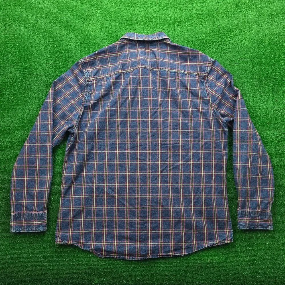 Levis Shirt Mens XL Blue Plaid Long Sleeve Button Up Slim‎ Fit Preppy Western